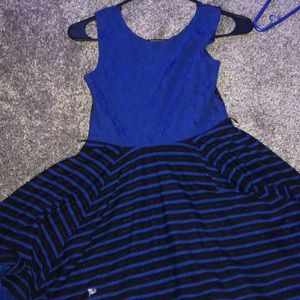 A black and blue poof dress